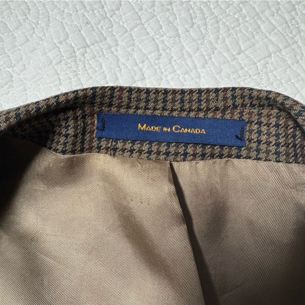 Vintage Ralph Lauren Chaps Blazer Made in Canada Silk Wool Houndstooth 40R - Picture 6 of 16